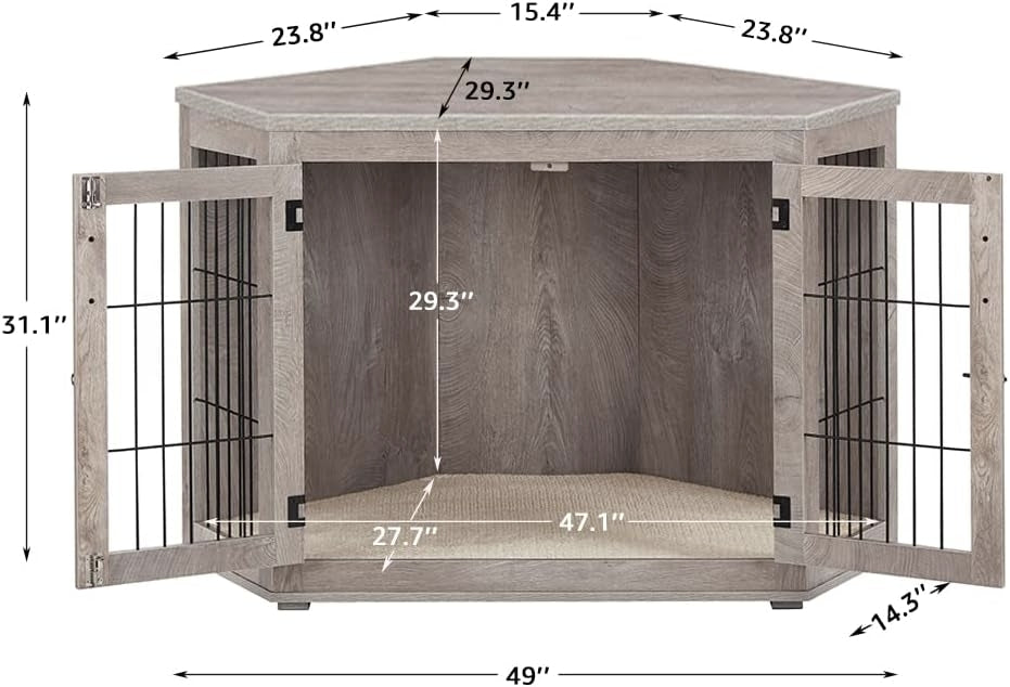 Stylish Wooden Corner Dog Crate