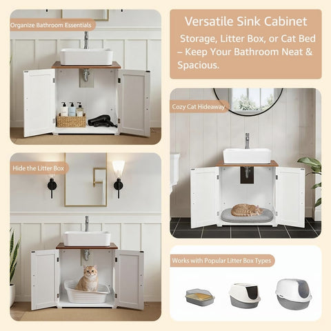 Cat Litter Box Enclosure & Bathroom Sink Cabinet