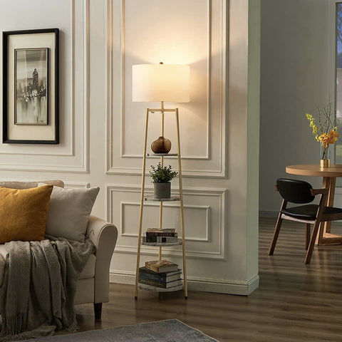 Unipaws 4-Tier Gold Shelf Floor Lamp