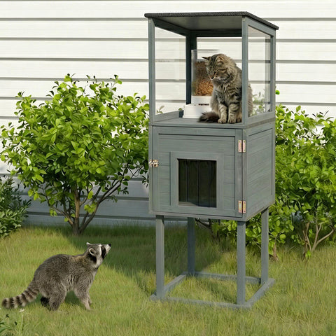Outdoor Waterproof Cat Feeding Station & Shelter