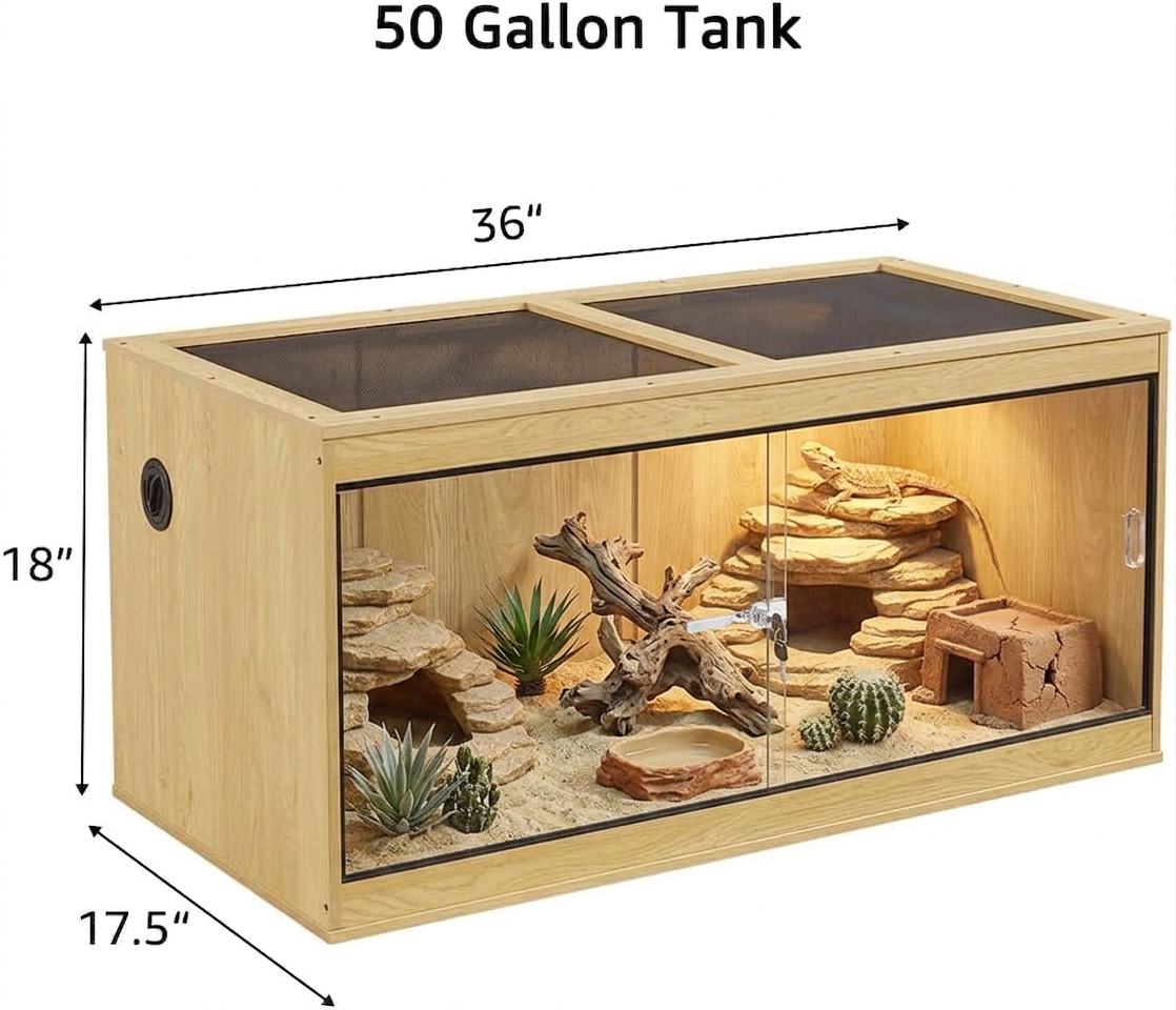 Unipaws Stackable Reptile Tank Enclosure – Front Opening, Sliding Doors