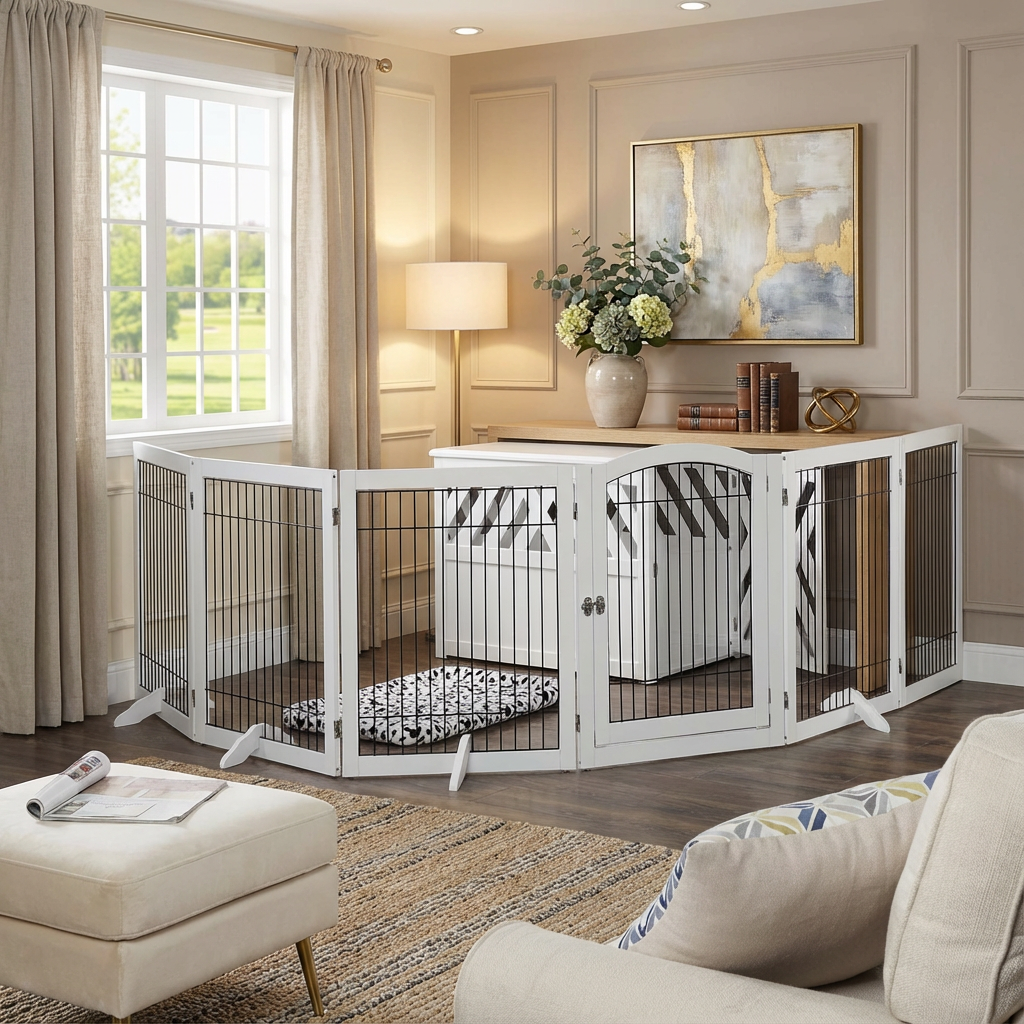 Unipaws Wood and wire Pet Playpen-4 Support Feet