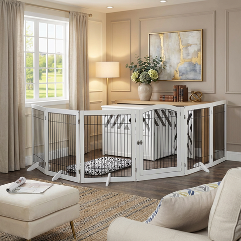 Unipaws Wood and wire Pet Playpen-4 Support Feet