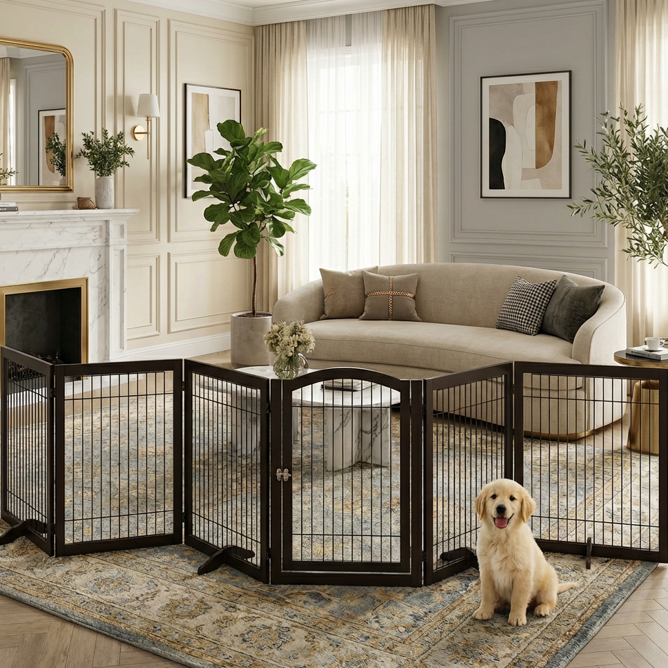 Unipaws Wood and wire Pet Playpen-4 Support Feet