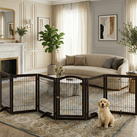 Unipaws Wood and wire Pet Playpen-4 Support Feet