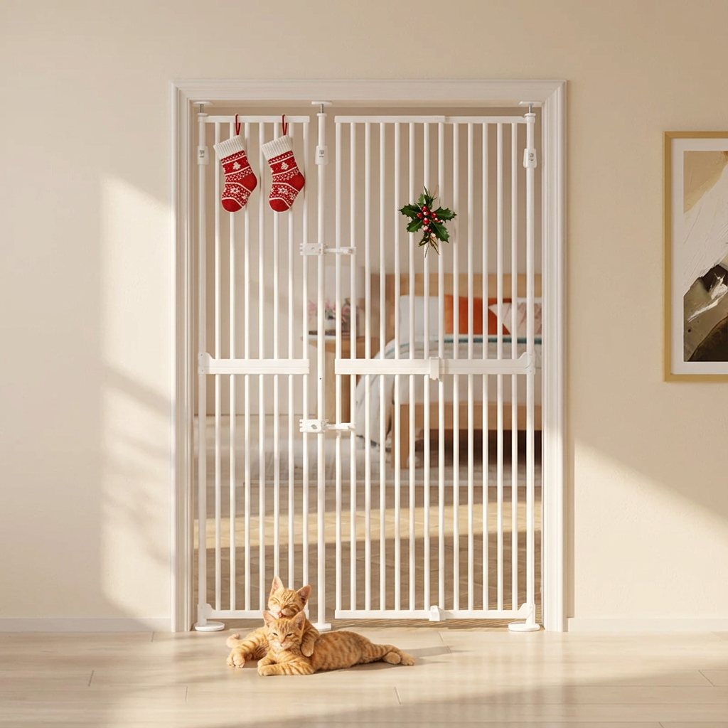 Multi-Size Extra Tall Cat Gate | Pressure-Mounted Pet Barrier with Cat ...