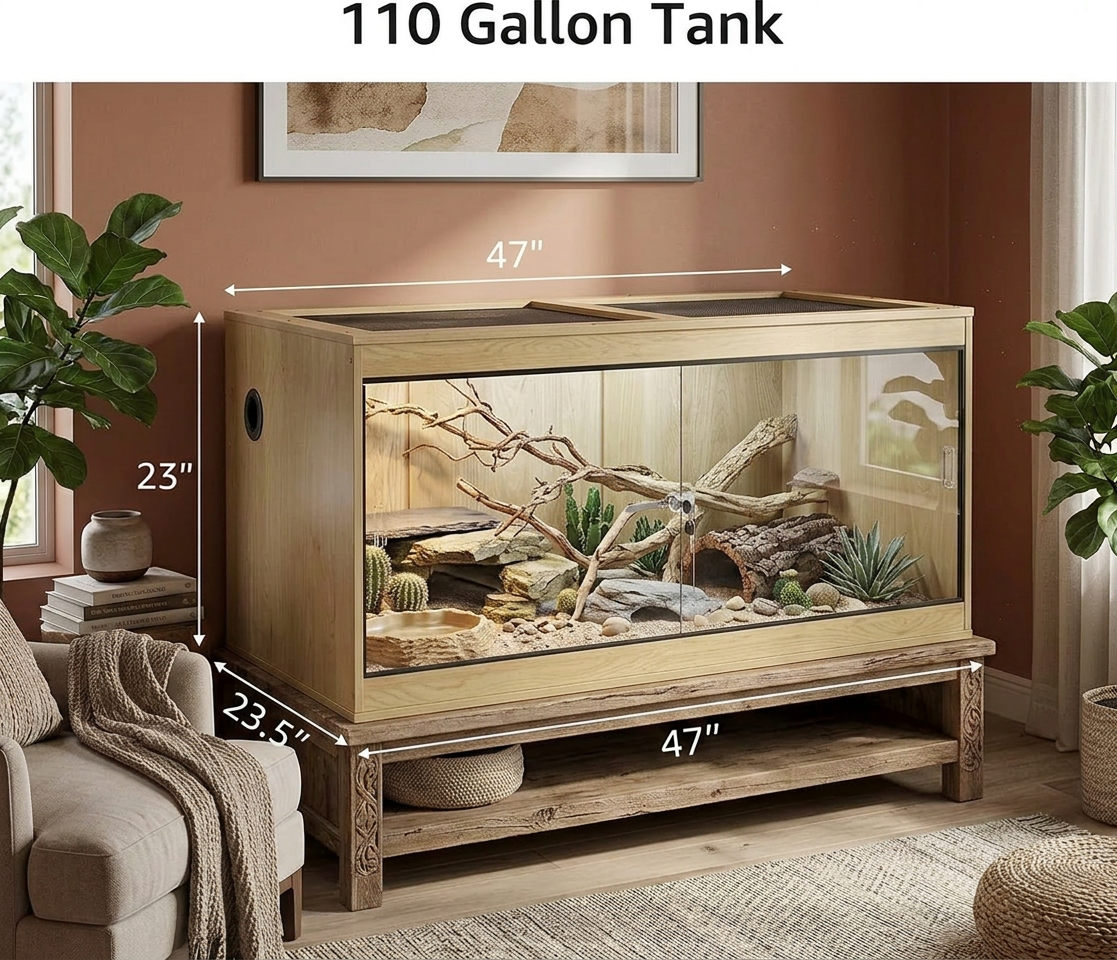 Unipaws Stackable Reptile Tank Enclosure – Front Opening, Sliding Doors