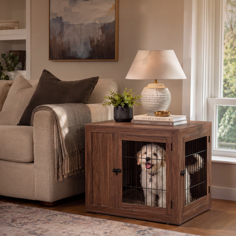 Unipaws Double Doors Wooden Dog Crate
