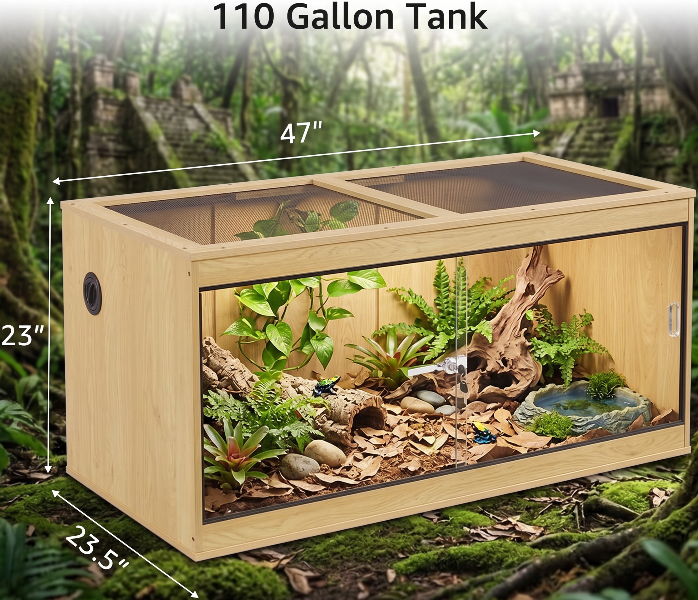 Unipaws Stackable Reptile Tank Enclosure – Front Opening, Sliding Doors