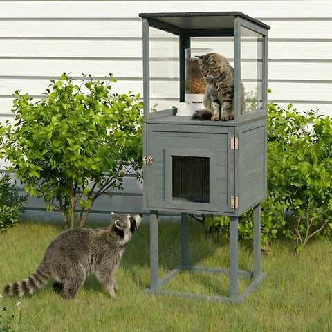 Outdoor Waterproof Cat Feeding Station & Shelter