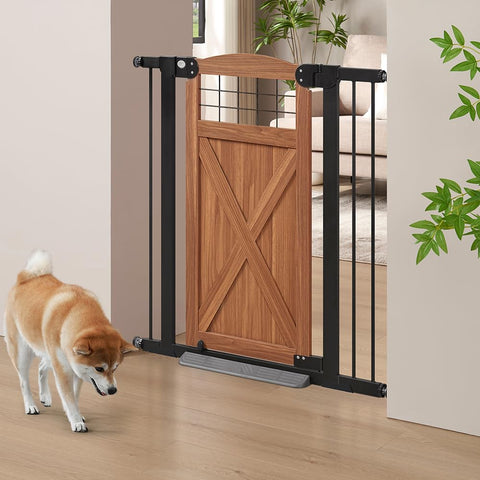 Unipaws Barn Door Dog Gate – 30"/ 39" Tall, Pressure-Mounted Pet Safety Gate