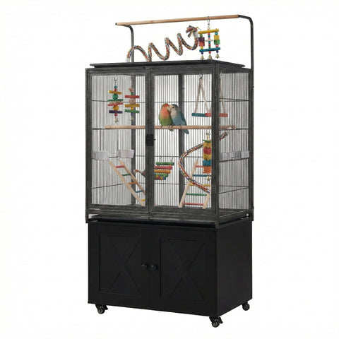 65" Bird Cage with Storage Cabinet