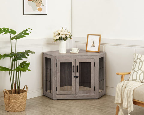 Stylish Wooden Corner Dog Crate