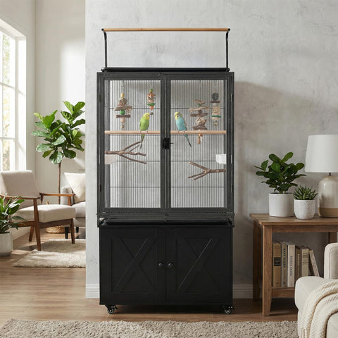 65" Bird Cage with Storage Cabinet