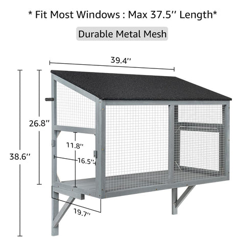 Wooden Cat Window Catio – Expandable Outdoor Enclosure for Indoor Cats