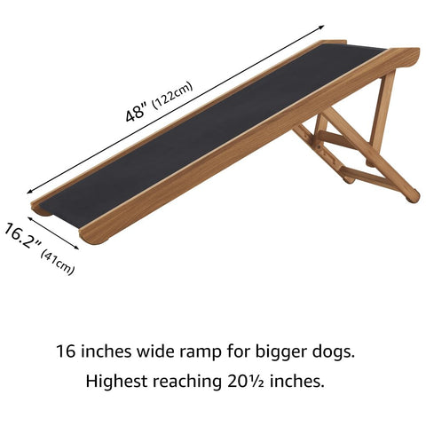 Foldable Wooden Pet Ramp – Adjustable Height, Non-Slip, for Small Dogs & Cats