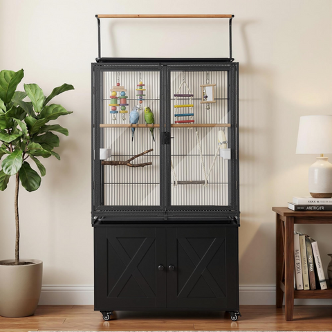 65" Bird Cage with Storage Cabinet