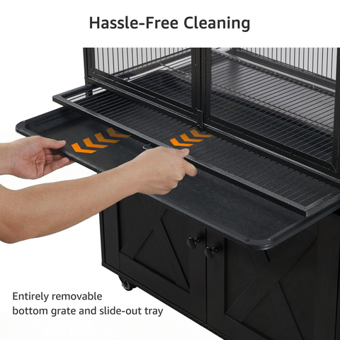 65" Bird Cage with Storage Cabinet