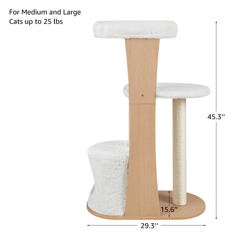 All-in-One Modern Cat Tree – Tall Tower with Condo, Scratching Post & Hammock Bed