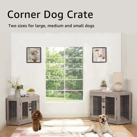 Stylish Wooden Corner Dog Crate