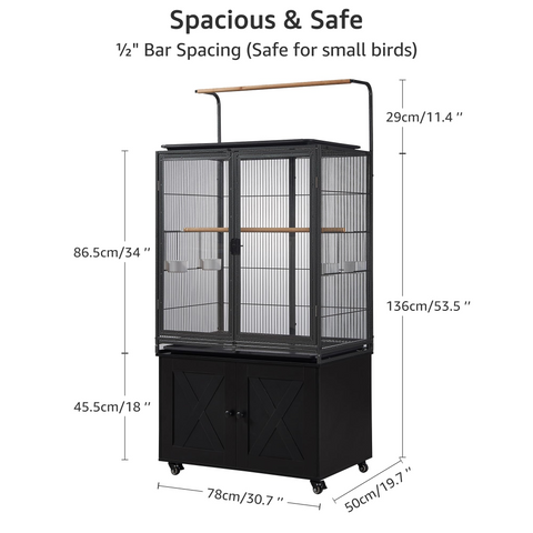 65" Bird Cage with Storage Cabinet