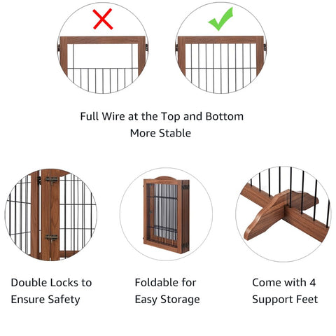 Unipaws Pet Playpen with Wire Extra Wide Panels Espresso（2/6 Panels）