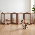 Freestanding indoor dog gate 6-panel wood playpen with door