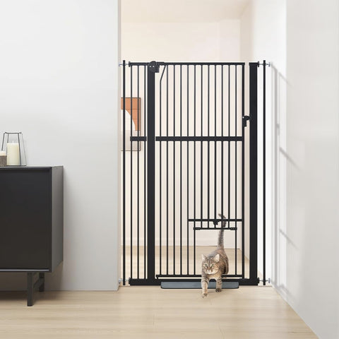 Pet Gate with Cat Door — Extra Wide, Pressure Mounted