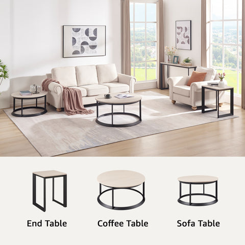 UniPawsStore2023_Rosary Blenn Round Coffee Table – Triangular Metal Frame
