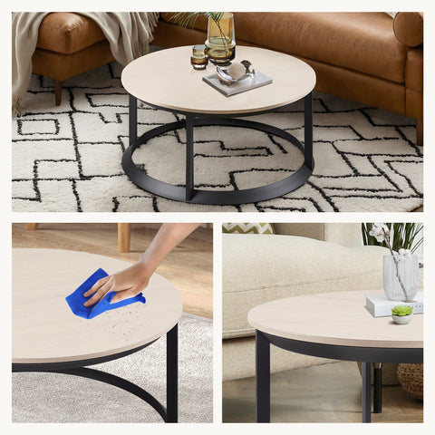UniPawsStore2023_Rosary Blenn Round Coffee Table – Triangular Metal Frame