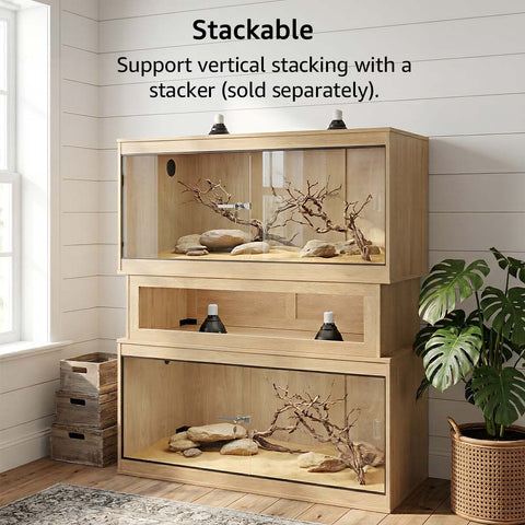 Unipaws Stackable Reptile Tank Enclosure – Front Opening, Sliding Doors