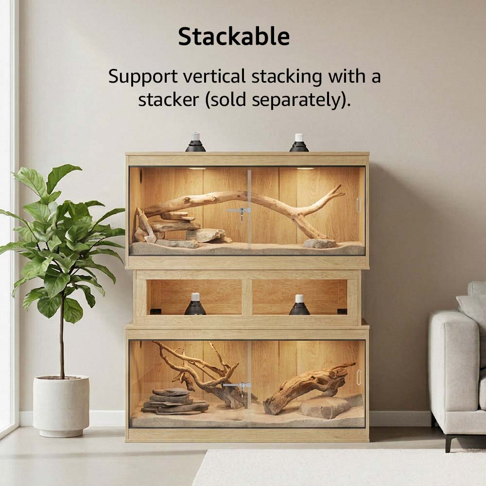 Unipaws Stackable Reptile Tank Enclosure – Front Opening, Sliding Doors