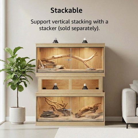 Unipaws Stackable Reptile Tank Enclosure – Front Opening, Sliding Doors