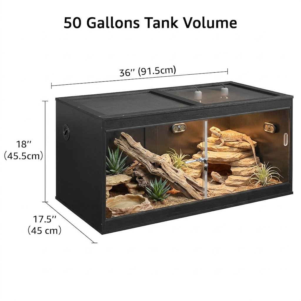Unipaws Stackable Reptile Tank Enclosure – Front Opening, Sliding Doors