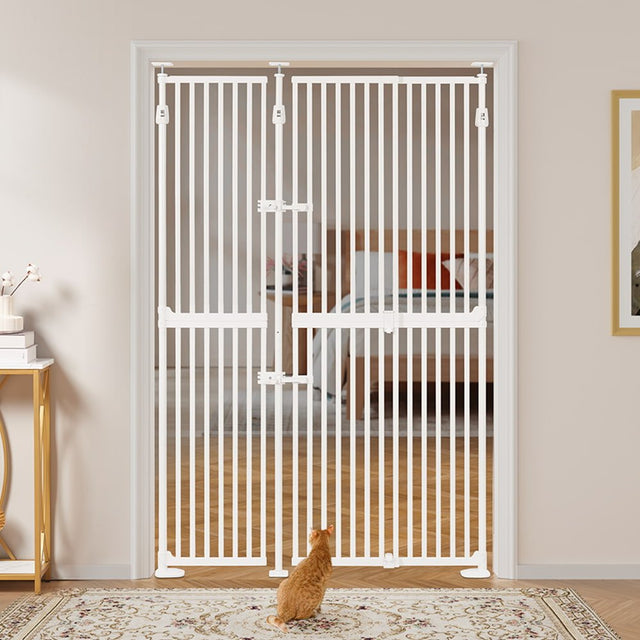 Multi-Size Extra Tall Cat Gate | Pressure-Mounted Pet Barrier with Cat ...