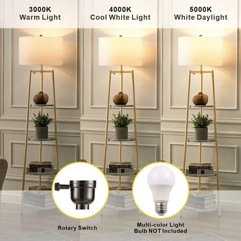 Unipaws 4-Tier Gold Shelf Floor Lamp