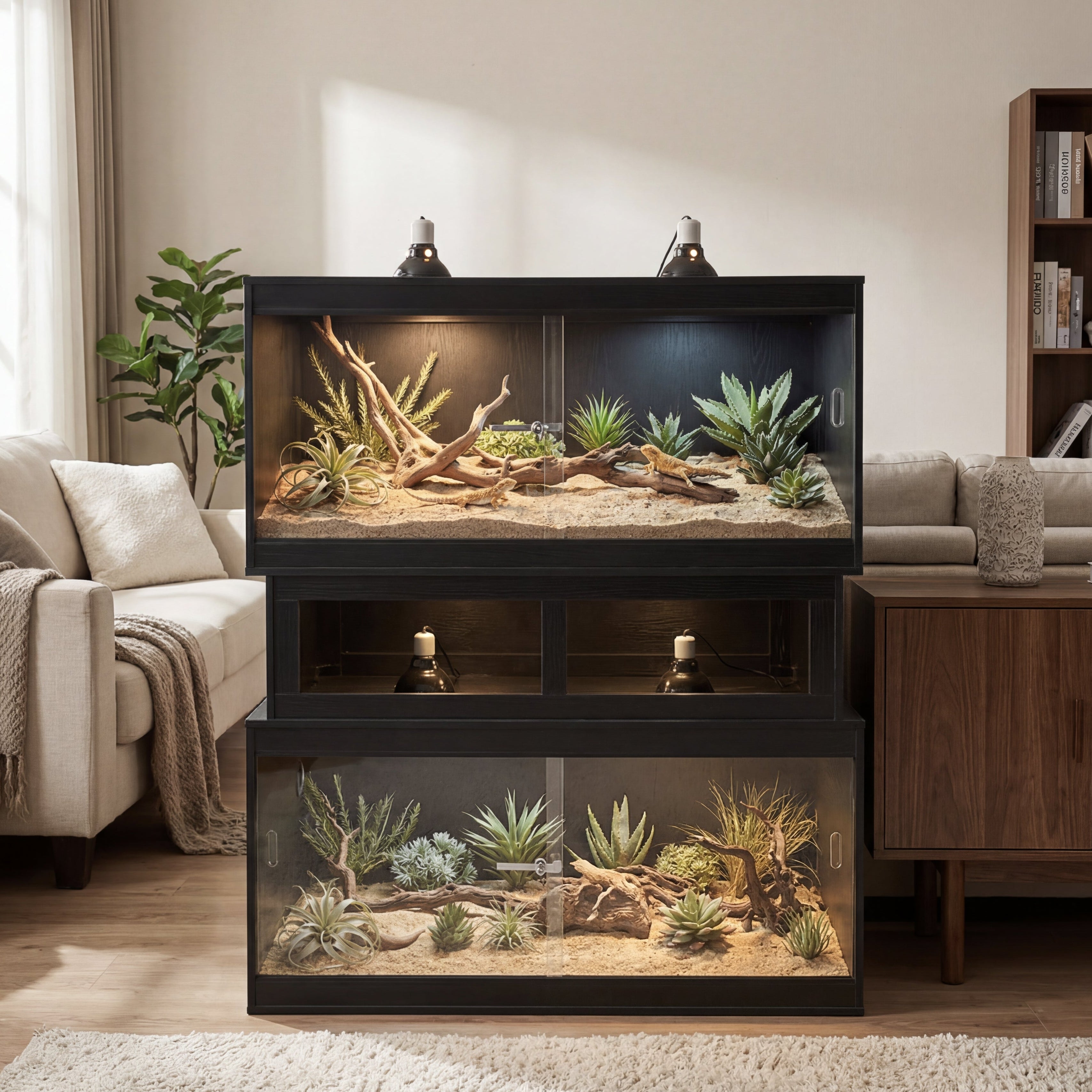 50/110 Gallon Reptile Tank Enclosure — Wooden Stackable