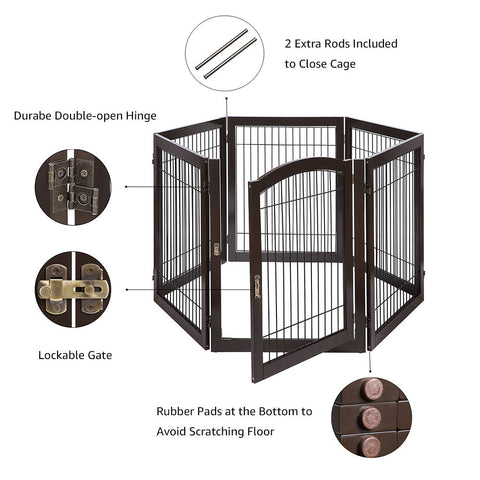 Unipaws Wood and wire Pet Playpen-4 Support Feet