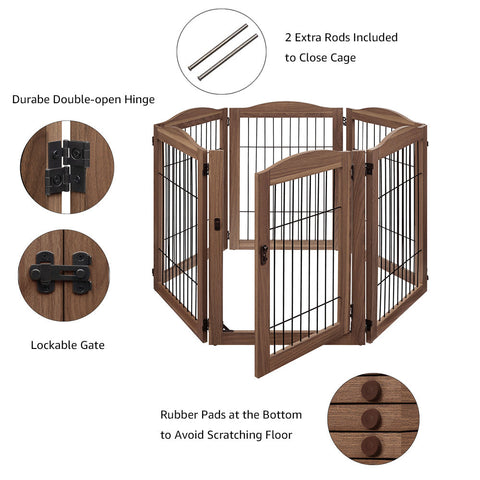 Unipaws Wood and wire Pet Playpen-5 Support feet