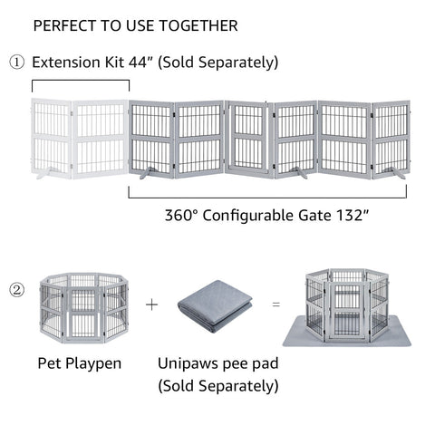 Unipaws Pet Playpen with Wood and Wire 6 Panels
