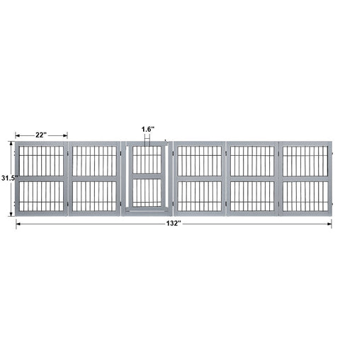 Unipaws Pet Playpen with Wood and Wire 6 Panels