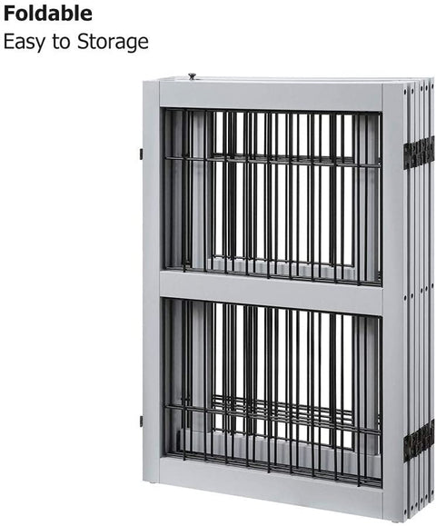Unipaws Pet Playpen with Wood and Wire 6 Panels
