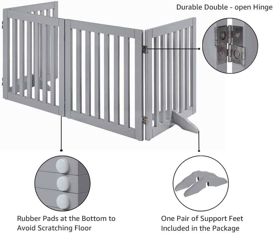 UniPawsStore2023_Unipaws Classic Indoor Dog Gate Wooden Pet Safety Gate