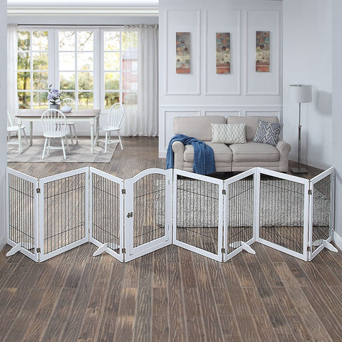 UniPawsStore2023_Unipaws Wood and wire Pet Playpen - 4 Support Feet