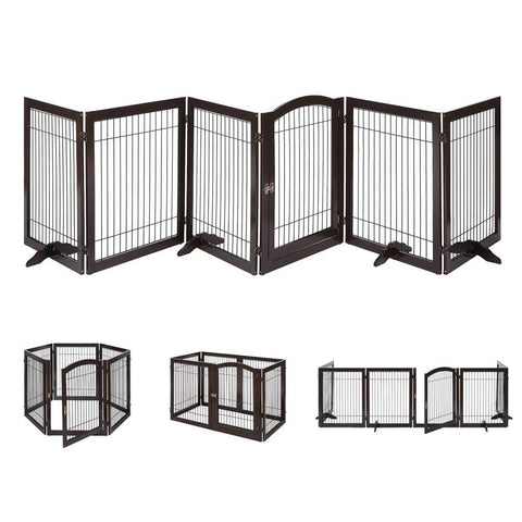 UniPawsStore2023_Unipaws Wood and wire Pet Playpen - 4 Support Feet