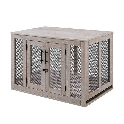 UniPawsStore2023_Unipaws Wooden Dog Crate with Cushion & Tray